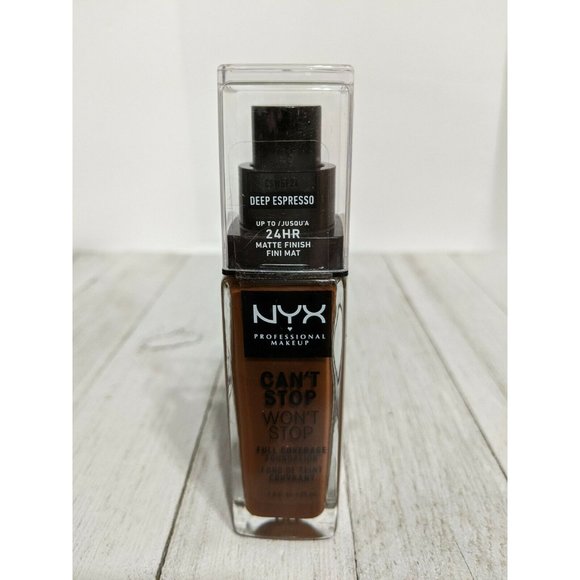 NYX Can't Stop Won't Stop Full Coverage Foundation Makeup Deep Espresso 1 oz - Picture 1 of 5